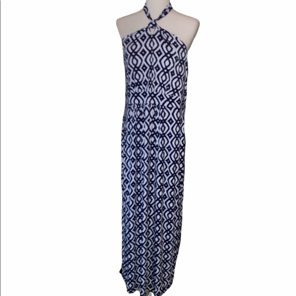 Vineyard Vines Halter Maxi Navy Blue Dress - L - Picture 2 of 12